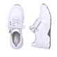 Weiße Rieker Damen Sneaker Low 48134-81 mit Reißverschluss sowie Komfortweite G. Schuh von oben, liegend.