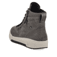 Graue Rieker Damen Sneaker High W0164-45 mit leichter und griffiger Sohle. Schuh von hinten.