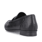 Schwarze Rieker Damen Loafer 51954-01 mit einem Elastikeinsatz. Schuh von hinten.