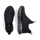 Schwarze Rieker Damen Slipper M6053-00 mit ultra leichter und flexibler Sohle. Schuh von oben, liegend.