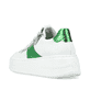Weiße Rieker Damen Sneaker Low N5455-80 mit Reißverschluss sowie Schlangenmuster. Schuh von hinten.