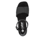 Schwarze Rieker Riemchensandaletten 64750-00 mit einem Klettverschluss. Schuh von oben.