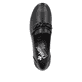 Schwarze Rieker Damen Loafer 41660-00 mit Elastikeinsatz sowie stylischer Kette. Schuh von oben.