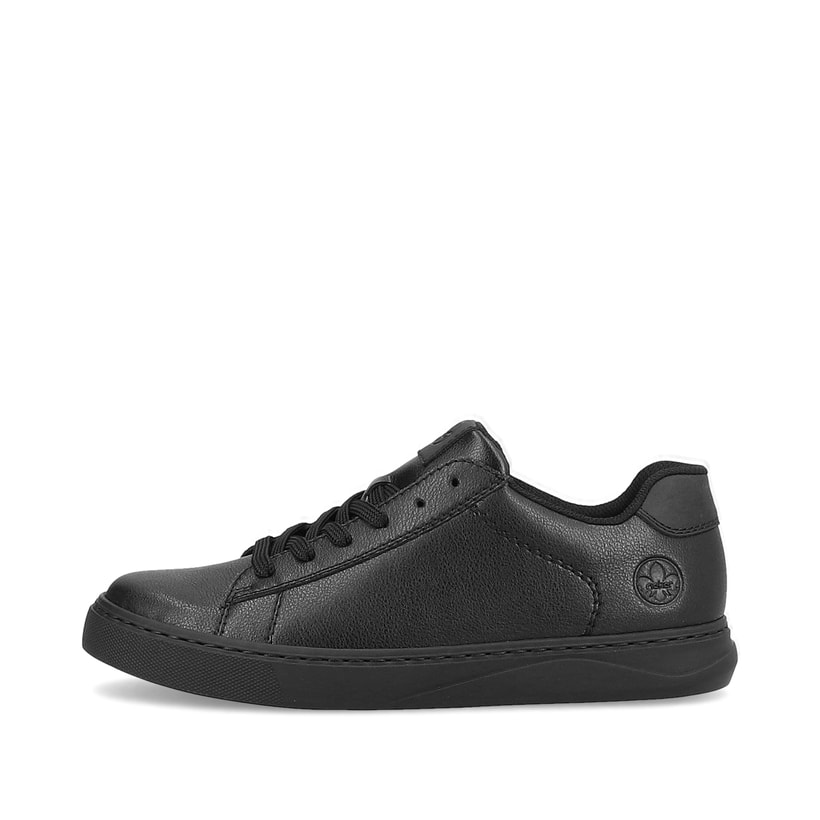 Schwarze Rieker Herren Sneaker Low B9900-00 mit leichter und dämpfender Sohle. Schuh Außenseite.