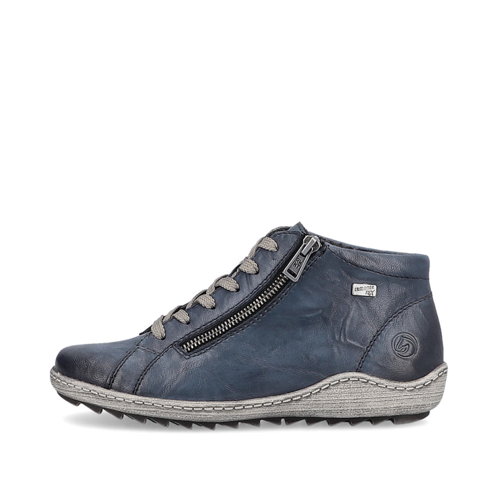 
Meeresblaue remonte Damen Schnürschuhe R1470-16 mit Schnürung und Reißverschluss. Schuh Außenseite