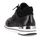 
Nachtschwarze remonte Damen Sneaker R6771-01 mit Schnürung und Reißverschluss. Schuh von hinten