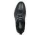 Schwarze Rieker Herren Slipper 14450-00 mit einer Gummischnürung. Schuh von oben.