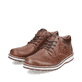 
Karamellbraune Rieker Herren Schnürschuhe 18440-25 mit einer robusten Profilsohle. Schuhpaar schräg.