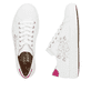 Weiße Rieker Damen Sneaker Low L5901-80 mit Schnürung sowie floralem Muster. Schuh von oben, liegend.