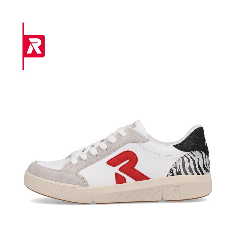 Rieker EVOLUTION Damen Sneaker swan-white arctic-grey zebra