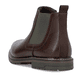 Holzbraune Rieker Herren Chelsea Boots 13757-25 mit einem Reißverschluss. Schuh von hinten.