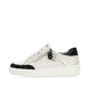 Weiße remonte Damen Sneaker R7901-80 mit Reißverschluss sowie grafischem Muster. Schuh Außenseite.