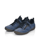 
Ozeanblaue Rieker Damen Slipper 52573-14 mit Elastikeinsatz sowie einer leichten Sohle. Schuhpaar schräg.