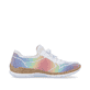 Regenbogenfarbene Rieker Damen Slipper N4270-90 mit einer schockabsorbierenden Sohle. Schuh Innenseite