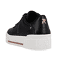 Schwarze Rieker Damen Sneaker Low W0702-00 mit strapazierfähiger Sohle. Schuh von hinten.