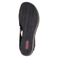Schwarze Rieker Keilsandaletten 68189-00 mit einem Elastikeinsatz. Schuh Laufsohle.