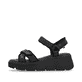 Schwarze Rieker Keilsandaletten W1552-00 mit flexibler und ultra leichter Sohle. Schuh Außenseite.