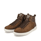 Braune Rieker Herren Sneaker High 07100-22 mit flexibler Sohle. Schuhpaar seitlich schräg.
