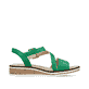 Grüne Rieker Keilsandaletten V3660-54 mit Klettverschluss sowie leichter Sohle. Schuh Innenseite.