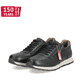 Nachtschwarze Rieker Herren Sneaker Low B0504-00 mit einem Reißverschluss. Schuhpaar seitlich schräg.