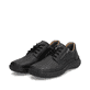 Schwarze Rieker Herren Schnürschuhe 03002-00 mit einem Reißverschluss. Schuhpaar seitlich schräg.