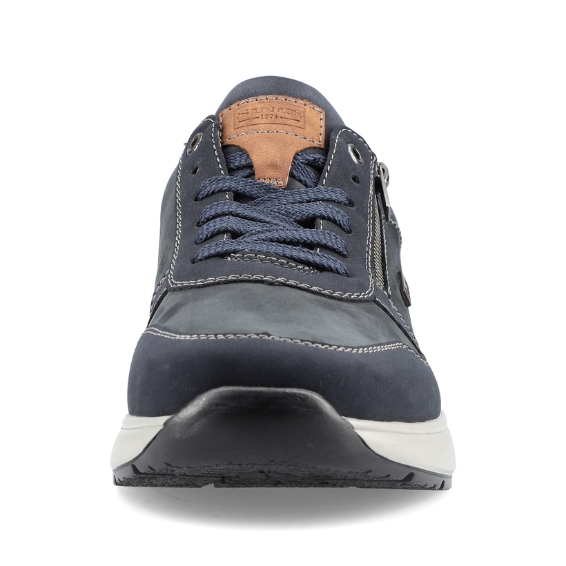Blaugraue Rieker Herren Sneaker B7613-14 mit einer schockabsorbierenden Sohle. Schuh von vorne.