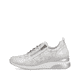 
Silberne remonte Damen Sneaker D2401-91 mit einer flexiblen Sohle mit Keilabsatz. Schuh Außenseite