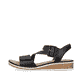 Schwarze Rieker Keilsandaletten V3660-02 mit einem Klettverschluss. Schuh Außenseite.