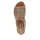 Bronzene remonte Keilsandaletten D3075-90 mit Reißverschluss sowie Löcheroptik. Schuh von oben.