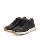 Schwarze Rieker Herren Sneaker Low U0900-00 mit einer super leichten Sohle. Schuhpaar seitlich schräg.