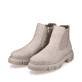 
Cremebeige Rieker Damen Chelsea Boots M3854-62 mit einer schockabsorbierenden Sohle. Schuhpaar schräg.