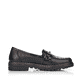 Graphitschwarze Rieker Damen Loafer 54862-01 mit einem Elastikeinsatz. Schuh Innenseite.