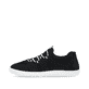 Schwarze Rieker Damen Slipper 52854-00 mit ultra leichter Sohle sowie Gummizug. Schuh Außenseite.