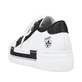 Lilienweiße Rieker Damen Sneaker N4936-81 mit Schnürung sowie einer Plateausohle. Schuh von hinten.