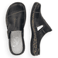 Schwarze Rieker Damen Clogs 46362-00 mit einem Klettverschluss. Schuh von oben, liegend.