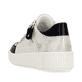 Weiße remonte Damen Sneaker R7901-80 mit Reißverschluss sowie grafischem Muster. Schuh von hinten.