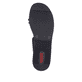 Schwarze Rieker Damen Pantoletten V0228-01 mit einem Klettverschluss. Schuh Laufsohle.