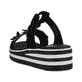 Schwarze Rieker Damen Pantoletten V0228-01 mit einem Klettverschluss. Schuh von hinten.