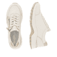 Hellbeige remonte Damen Sneaker D0G09-80 mit Reißverschluss sowie Extraweite H. Schuh von oben, liegend.