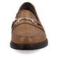 
Nougatbraune Rieker Damen Loafers 51860-24 mit einer schockabsorbierenden Sohle. Schuh von vorne.