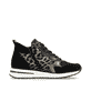 Schwarze remonte Damen Sneaker D1G71-03 mit Animal-Print sowie Reißverschluss. Schuh Innenseite.