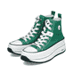 Grüne Rieker Damen Sneaker High 90010-52 mit abriebfester Plateausohle. Schuhpaar seitlich schräg.