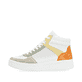 Weiße remonte Damen Sneaker D0J70-81 mit Reißverschluss sowie Löcheroptik. Schuh Außenseite.