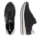 Schwarze remonte Damen Sneaker D1318-01 mit Reißverschluss sowie Komfortweite G. Schuh von oben, liegend.