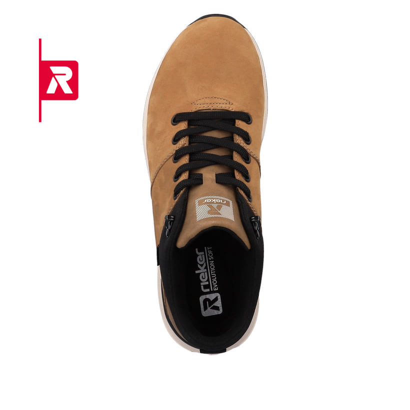 Braune Rieker EVOLUTION Herren Sneaker U0163-68 mit einer super leichten Sohle. Schuh von oben.
