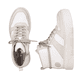 Weiße Rieker Damen Sneaker High M1907-80 mit ultra leichter Plateausohle. Schuh von oben, liegend.
