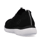 Schwarze Rieker Damen Slipper M5074-00 mit ultra leichter und flexibler Sohle. Schuh von hinten.