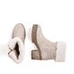 
Graubeige Rieker Damen Kurzstiefel Y8582-60 mit einer Profilsohle mit Blockabsatz. Schuhpaar von oben.
