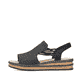 Schwarze Rieker Keilsandaletten 62941-00 mit einem Elastikeinsatz. Schuh Außenseite.