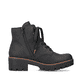 Graphitschwarze Rieker Damen Schnürstiefel 79240-00 mit Schnürung und Reißverschluss. Schuh Innenseite